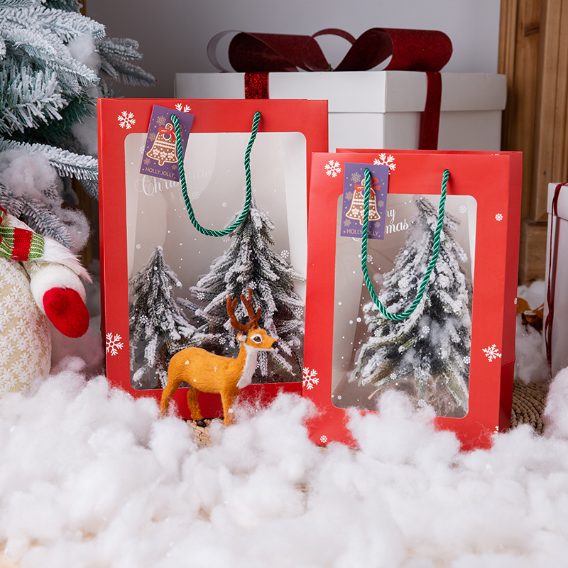 Weihnachtsgeschenk-Papiertüte mit Klarsichtfenster